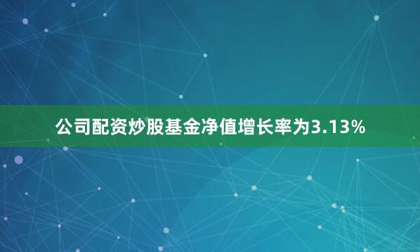 公司配资炒股基金净值增长率为3.13%